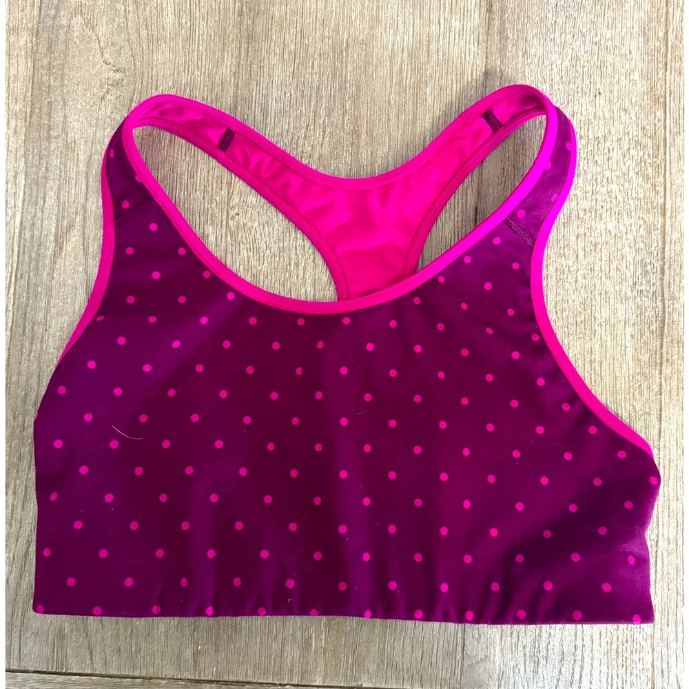 Old Navy Pink Polka Dot Racerback Sports Bra